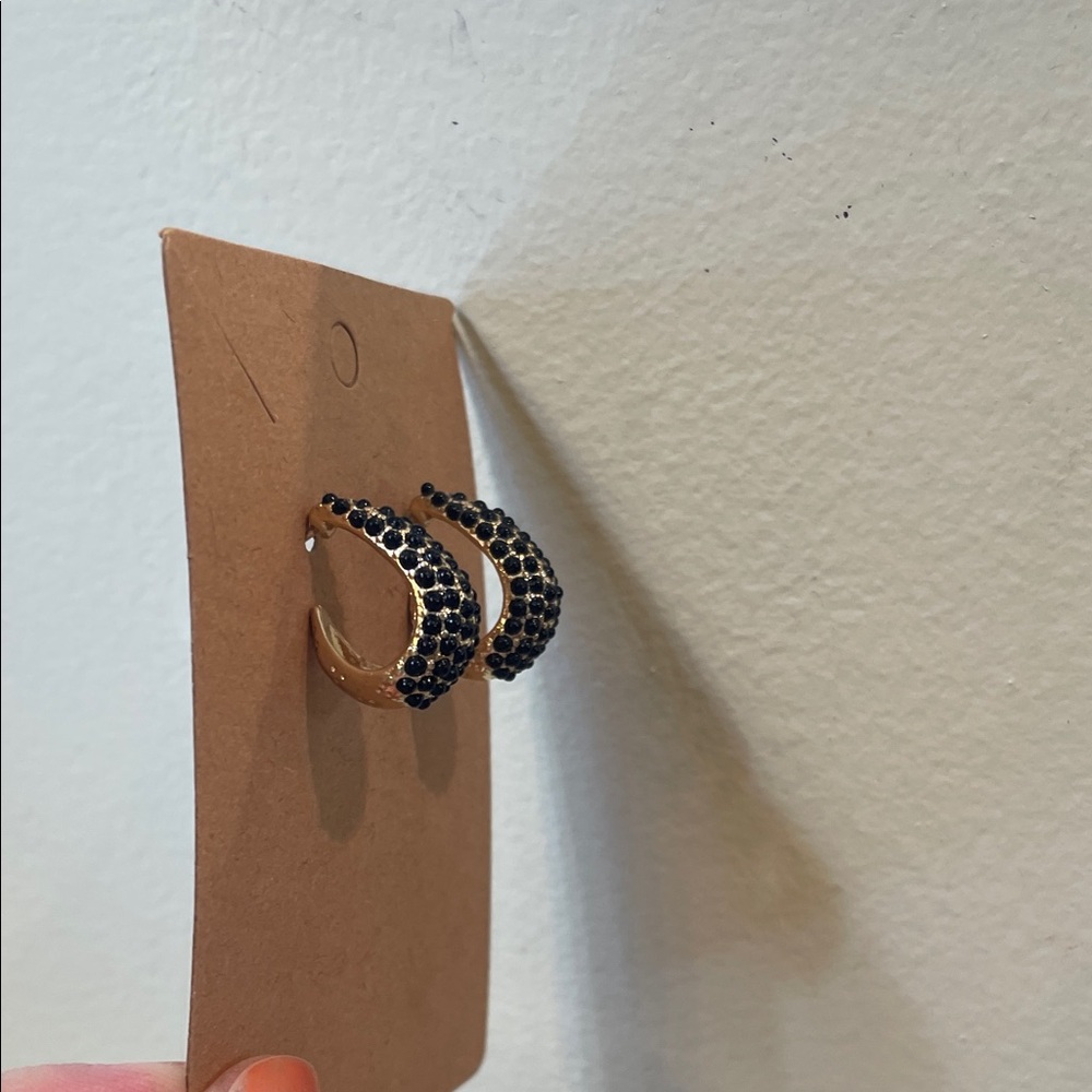 Black and Gold Tone Earrings - Picture 2 of 6